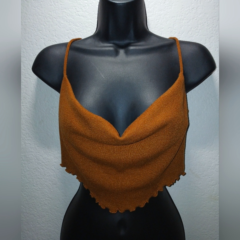 Women's Brown Cowl Neck Top